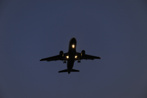 Plane flying at night